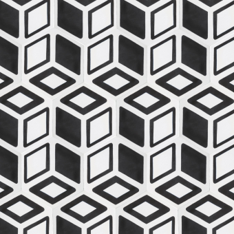 Carreau ciment Hexagone n°2 Blanc/Noir Beauregard Studio