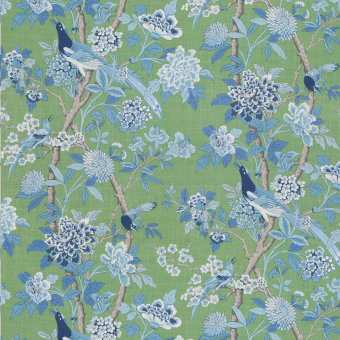 Hydrangea Bird Archive Fabric Blue GP & J Baker