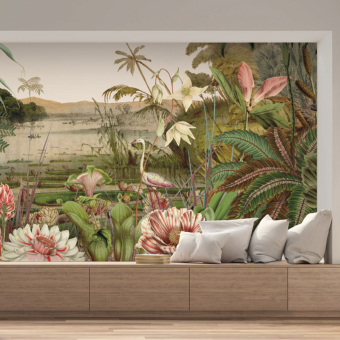 Papier peint panoramique Floating Gardens Taupe York Wallcoverings