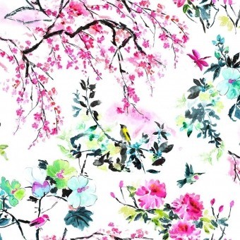 Stoff Chinoiserie Flower