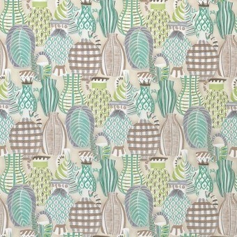 Collioure Fabric Coral/Duck Egg Nina Campbell