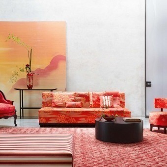 Maiko Pivoine Cushion Multicolor/Red K3 design by Kenzo Takada