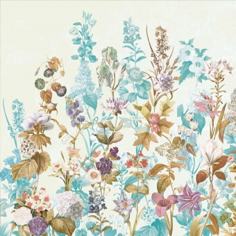 Papier peint panoramique Fleurs des quatre saisons Bleu ciel Quinsaï