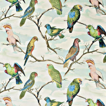 Voile Parrot Aviary Sky blue John Derian