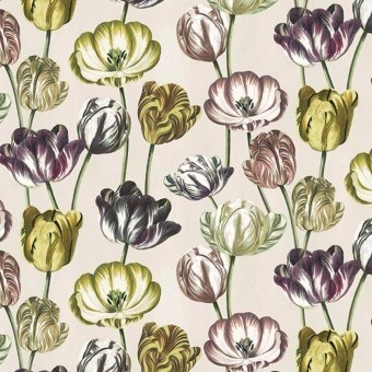 Tissu Variegated Tulips Buttermilk John Derian