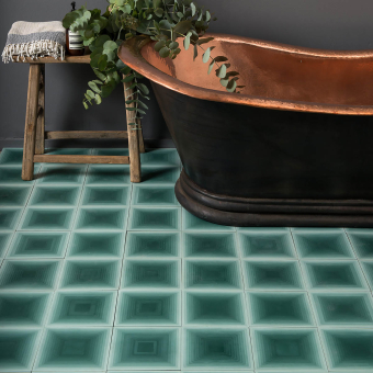 Four Elements Squares cement Tile Squares Green Marrakech Design