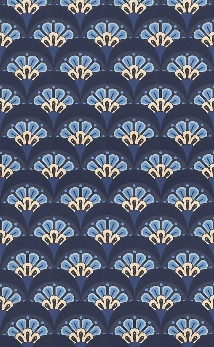 White and gold geometric floral motif art deco Pattern Wallpaper for Walls  | Palais de Deco