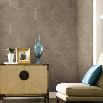 Hexagram Wood Veneer Wall Covering