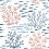 Marine Garden Wallpaper York Wallcoverings Coral/Navy CV4405