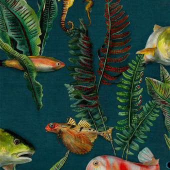 Bank of Fish Wallpaper Cyan Coordonné