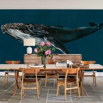 Papier peint panoramique Humpback Whale Océan Coordonné
