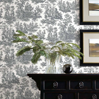 Country Life Toile adhesive wallpaper Blue York Wallcoverings