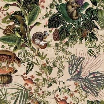 Menagerie of Extinct Animals Wall covering Ivory Arte