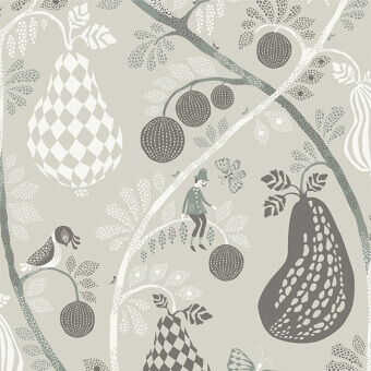 Fruit Garden Wallpaper Mid Grey Littlephant