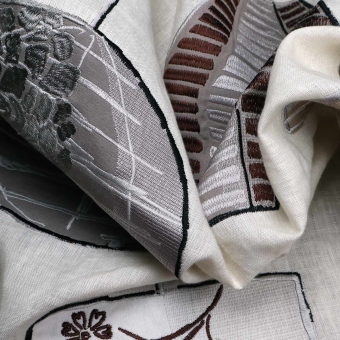 Lampions Embroidered Embroidered Fabric