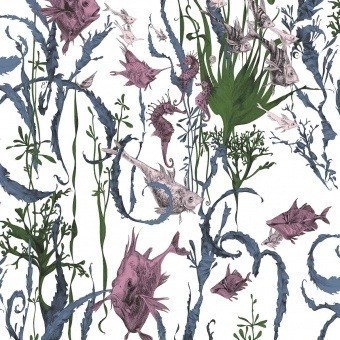 Jardin Marin Wallpaper Vert/rose Edmond Petit
