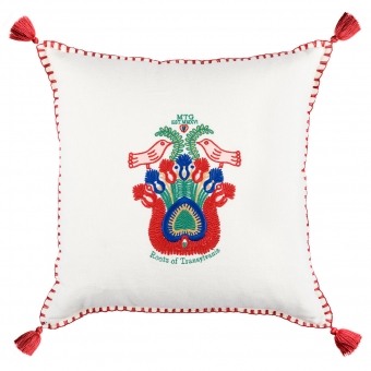 Coussin Roots of Transylvania Embroidered Linen 50x50 cm Mindthegap