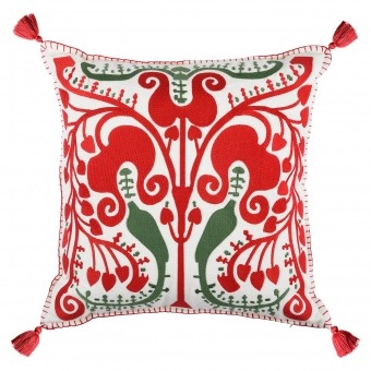 Coussin Transylvanian Suzani Embroidered Linen 50x50 cm Mindthegap