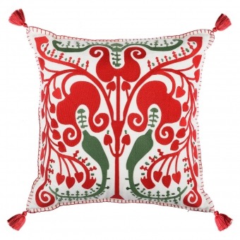 Coussin Transylvanian Suzani Embroidered Linen