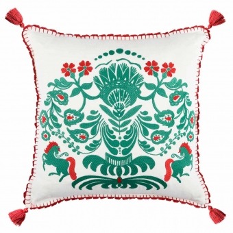 Horse Parade Embroidered Linen Cushion