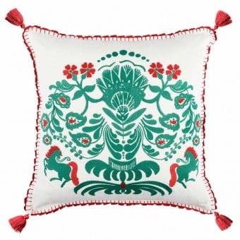 Horse Parade Embroidered Linen Cushion