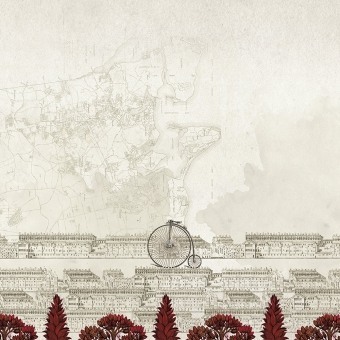 Papier peint panoramique Bicycle Red Tres Tintas Barcelona