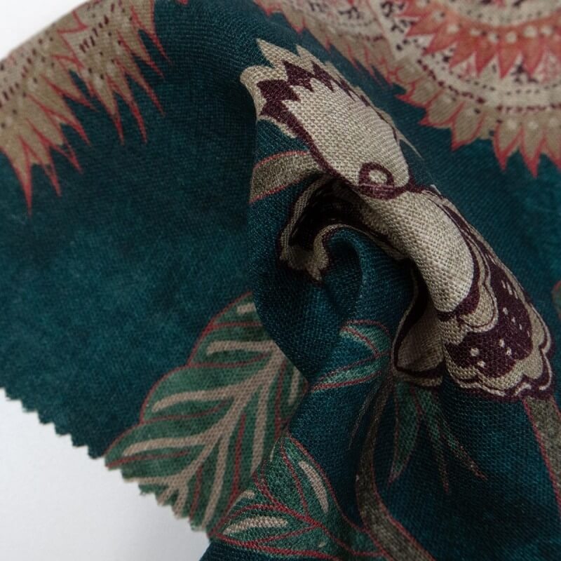 Tessuto Di Cotone Indiano Yard Con Stampa Floreale - Turchese, Larghezza 44 Pollici - 3 Yard