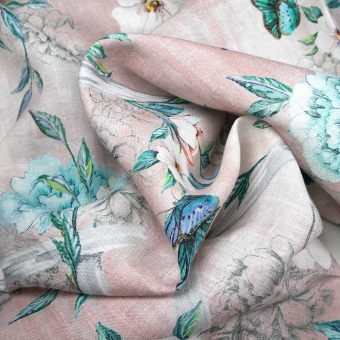 Rosanna Trellis Fabric Aqua/Coral Matthew Williamson