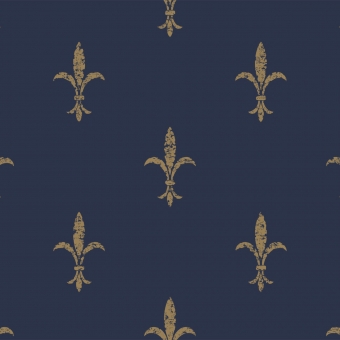 Fleur De Lis Wallpaper Navy/Gold York Wallcoverings
