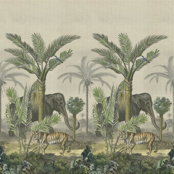 Papier peint panoramique Palm trail Scene 1 Sépia John Derian