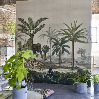 Papier peint panoramique Palm trail Scene 1 Sépia John Derian