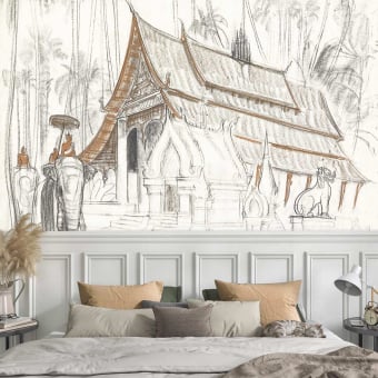 Papier peint panoramique Luang Prabang, vue d'un monastère