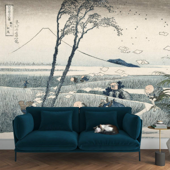 Panoramatapete Ejiri dans la province de Suruga Bleu Etoffe.com x Agence Musées Nationaux