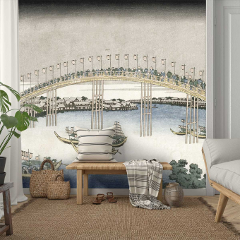 Papier peint panoramique Le pont Tenma dans la province de Settsu Bridge Etoffe.com x Agence Musées Nationaux
