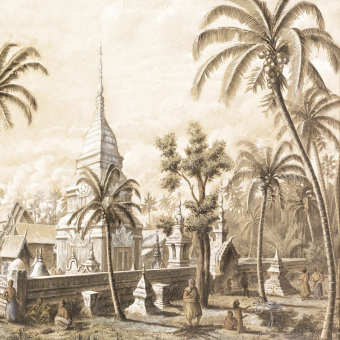Panoramatapete Vue du monument de Peunom Jungle Etoffe.com x Agence Musées Nationaux