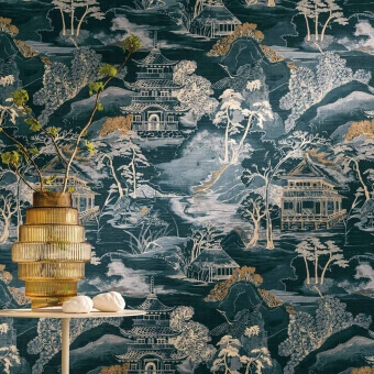 Nara Wallpaper Blanc Celadon Casamance