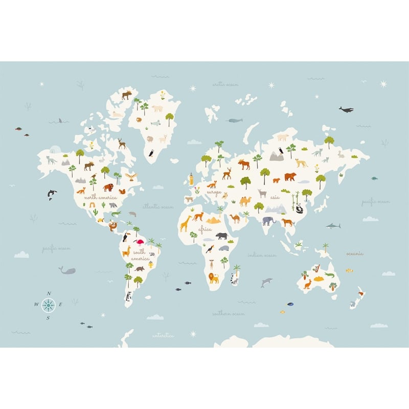 Carta da parati panoramica Animal Map Coordonné