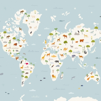 Carta da parati panoramica Animal Map