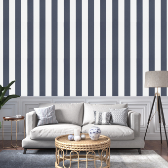 Spalding Stripe Wallpaper Navy/White Ralph Lauren