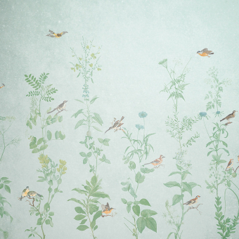 Papier peint panoramique Le Jardin d'Oiseaux Bleu Quinsaï