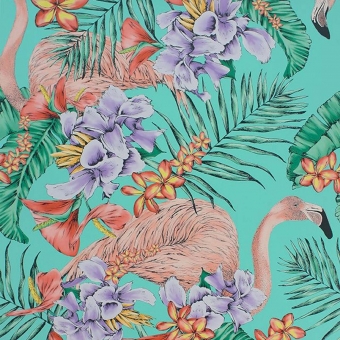Papier peint Flamingo Club Antique Gold/Cerise/Coral/Jade Matthew Williamson