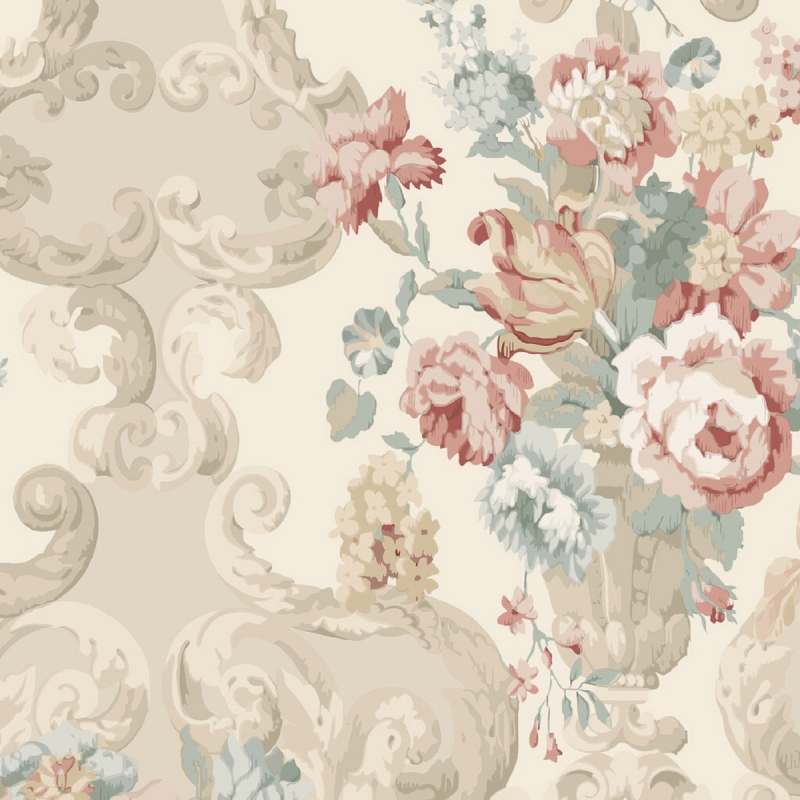 Floral Rococo Wallpaper - Mulberry