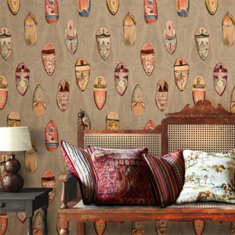 Babouches Wallpaper Ivory Mulberry