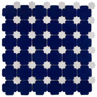 Mosaik Sparkle Blanc. Bleu Royal De Tegel