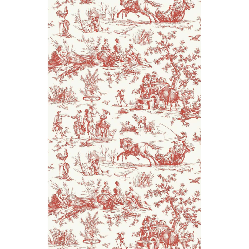 Bucolic Toile Wallpaper - Khaki - By Coordonne - A00036