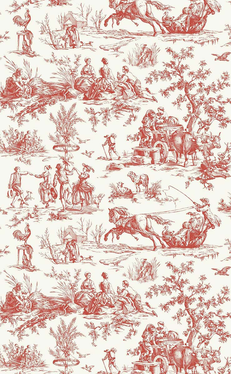 Vector toile de jouy style scene in modern hand drawn sketch. Rural bucolic  countryside fabric. Stock Vector | Adobe Stock