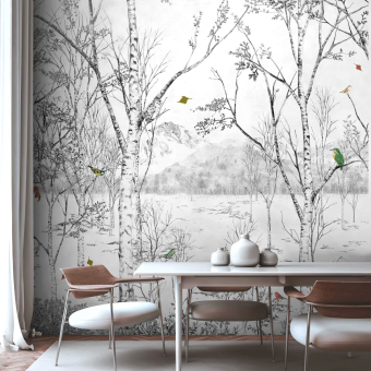 Papier Peint Panoramique 3D Paysage D'Oiseaux De Fleur De Prunier De Tapisserie Murales Papier peint Intissé Chambre Salon Decoration 