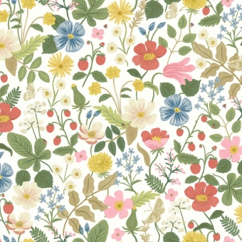 Strawberry Fields Wallpaper blue-gilver Rifle Paper Co.