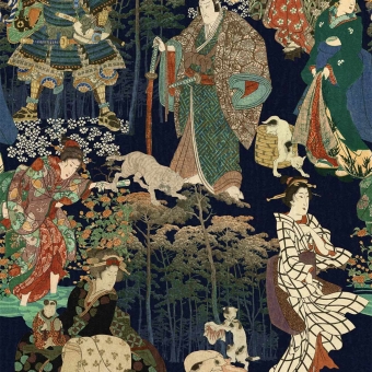 Panoramatapete Samurai and Geisha Anthracite Mindthegap