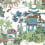 Mystic Garden Wallpaper Thibaut Blue and Green T20820